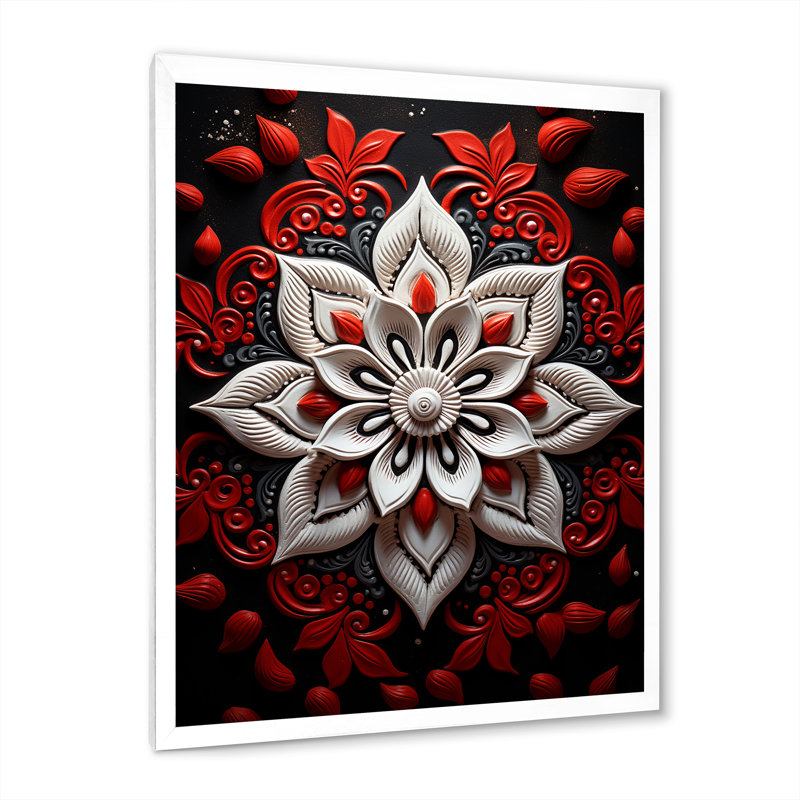 Erstein Hinduisim Divine Rangoli, reproduction d'art sur toile, H 20 po x l 12 po x P 1 po, Cadre photo blanc