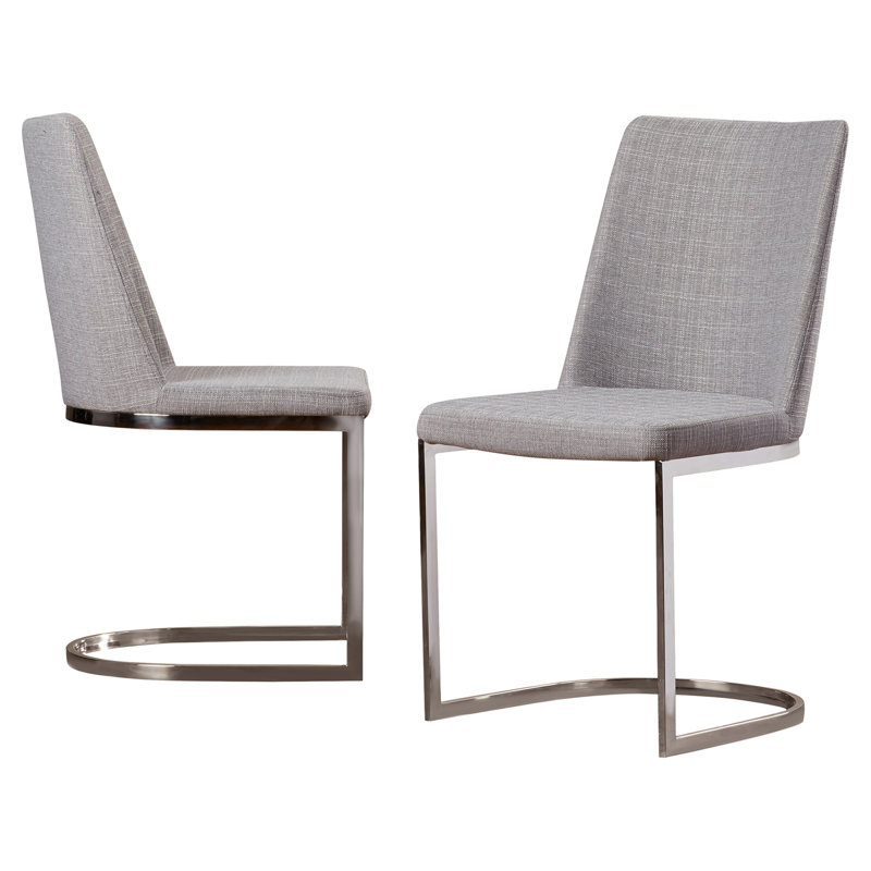 Chaise d'appoint chromée argentée Chromium, Lin - Gris