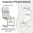 Set of 4 Modern Dining Chairs, Off White Faux Leather Upholstered Chair with Glossy Chromed Legs-146688796