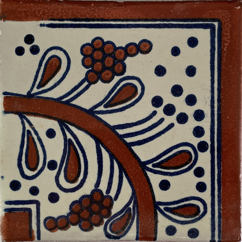 4.2" x 4.2" 9pcs TalaMex Terracota Bower Corner Talavera Mexican Tile