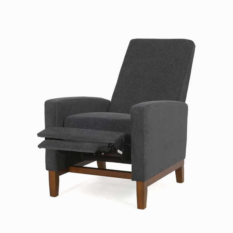 27'' Wide Wood Hand Manual Club Recliner, Charcoal