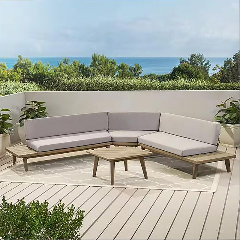 Ensemble de canapé en forme de V 4 pièces HILLCREST - Gris