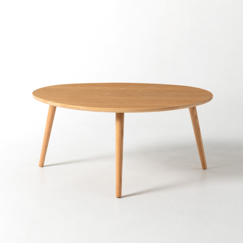 33.5"W Solid Oak Modern Coffee Table, Oak, 33.5”W, 1