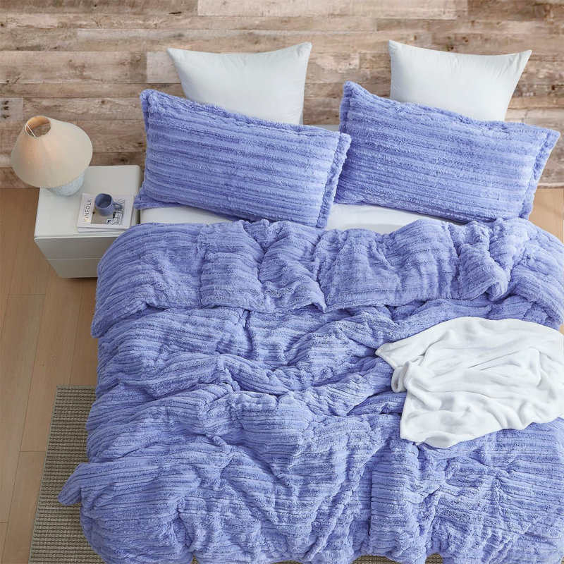 Coma Inducer You're Making Me Plush Oversized Comforter Set, King Comforter + 2 King Shams, Purple