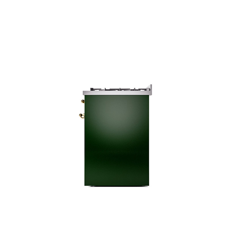 ILVE Nostalgie II 30 in Dual Fuel Range, Liquid Propane, Emerald Green/Brass