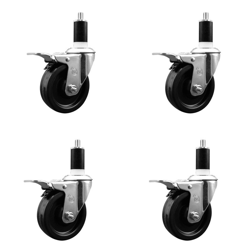 Phenolic Swivel Expanding Stem Caster Set Total Lock Brake