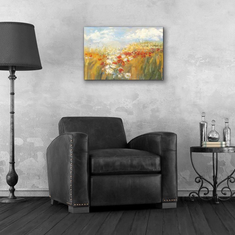 Coquelicots et larks "par Carol Rowan, acrylique, H 16 po x l 24 po x P 0,2 po