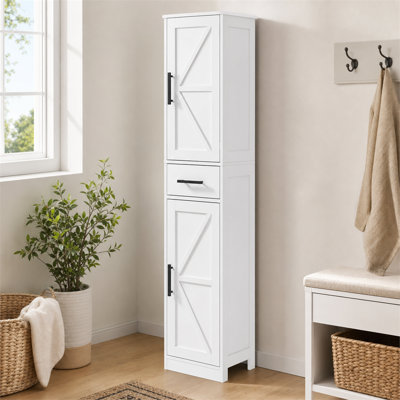 Armoire à linge Farmhouse avec portes de grange à tiroir et tablettes réglables