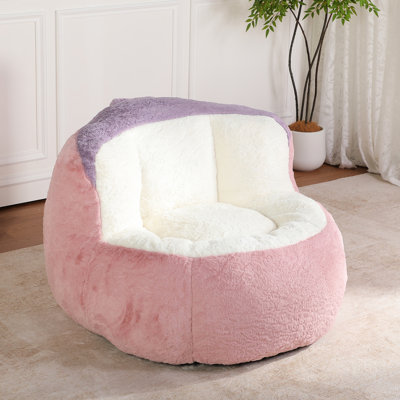 Fauteuil à billes en fausse fourrure, aucun assemblage requis