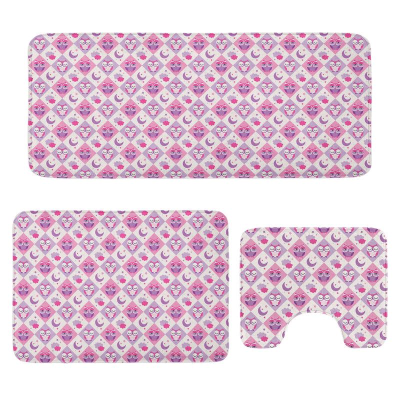  Ensemble de tapis de salle de bain 3 pièces Owls