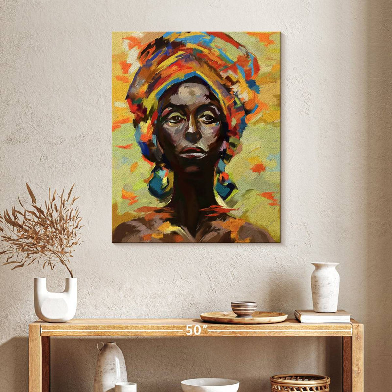 Portrait de femme sur toile, H 35 po x l 28 po 