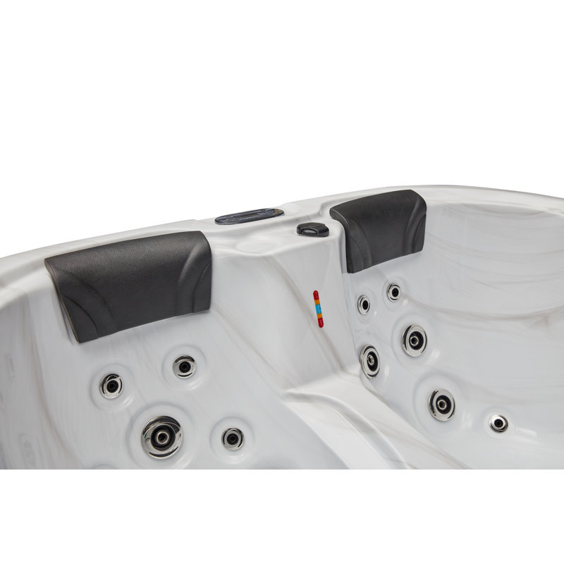 Gray Acrylic 3-Person Rectangle Hot Tub with LED Lighting