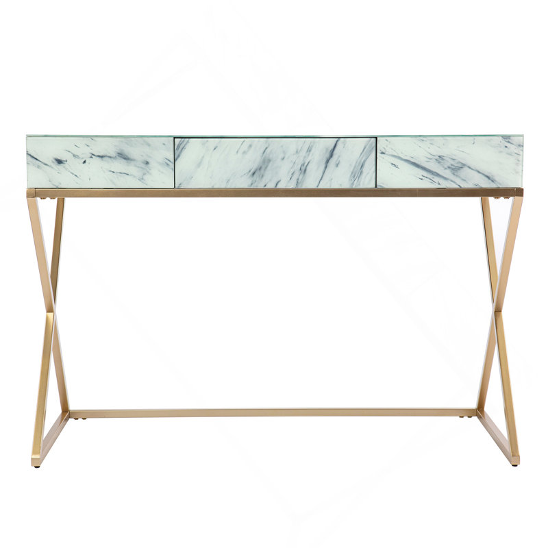 Bureau d'écriture en faux marbre avec rangement