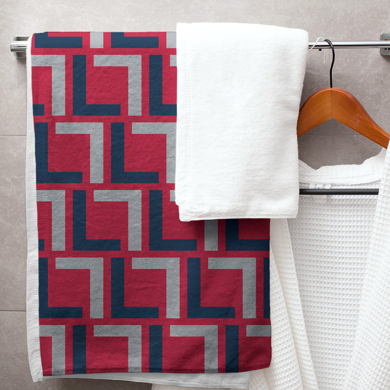Bath Towel, Red/Nautical Blue/New Century Silver