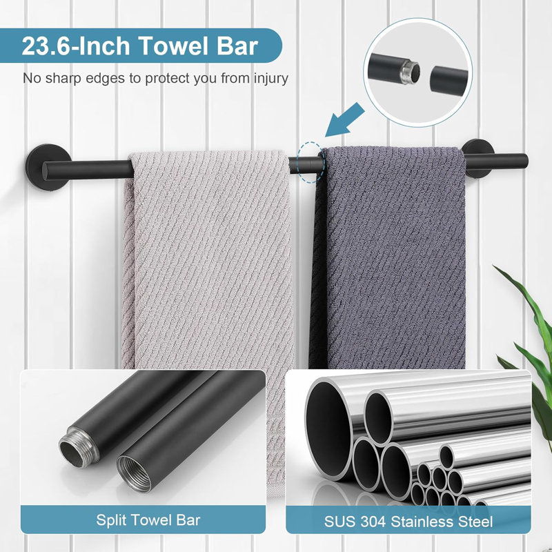 Matte Black Bathroom Set, 5-Piece Set
