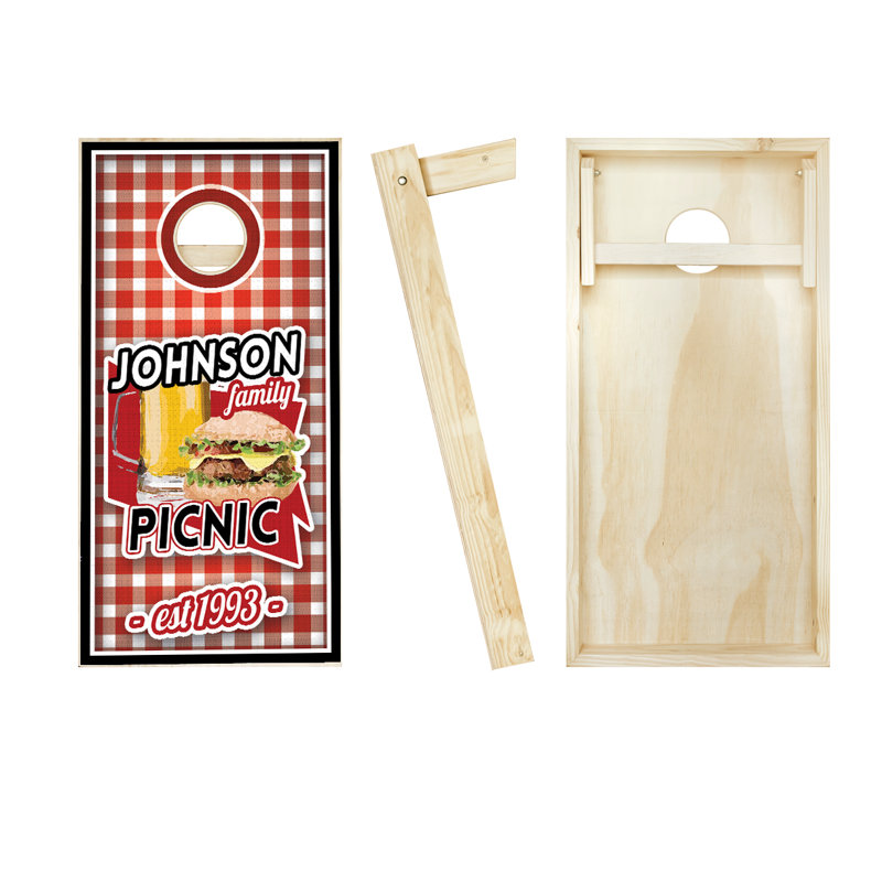 Ensemble de jeu de cornhole personnalisé en bois massif 2 pi x 4 pi avec sacs