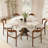 Aversa Modern Round Dining Table, Sintered Stone & Travertine Top | Solid Wood Base, 1-Step Easy Assembly For Dining Room-930410359-930410355