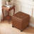 15.3" Square Faux Leather Storage Ottoman Bench with Casters-270035386