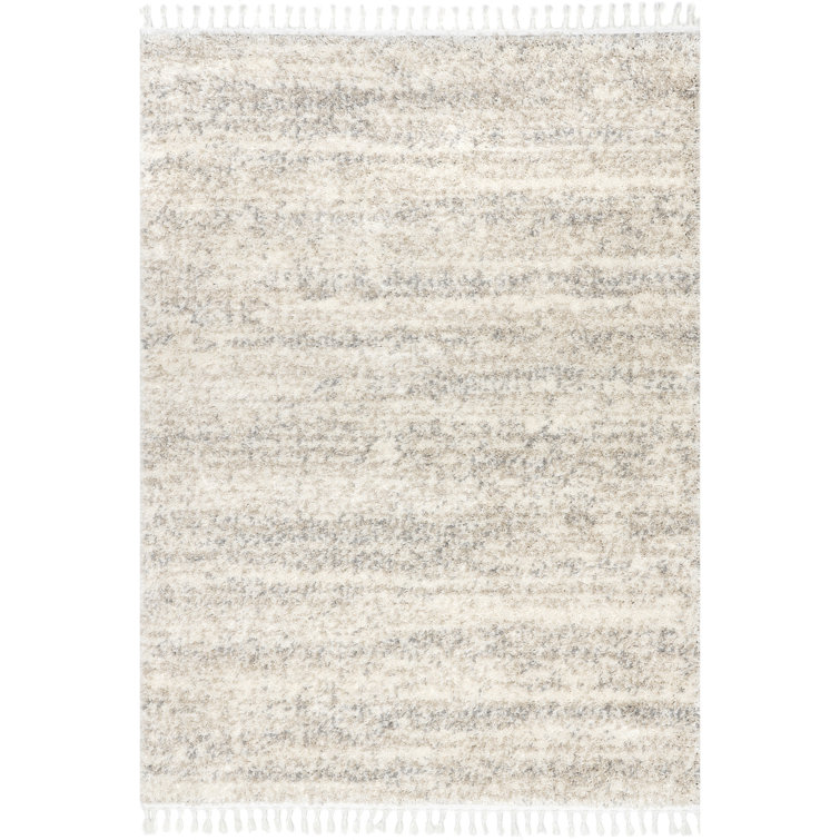 Makenna Performance Solid Shag Light Gray/Beige/Ivory Rug