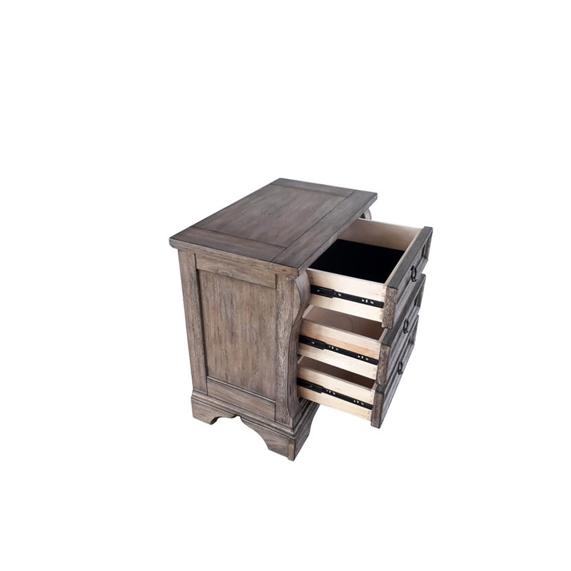 Dunham 3 Drawer Nightstand, Rustic Charcoal