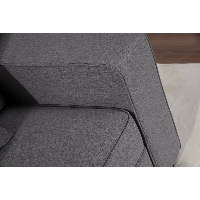 165.7" Wide Reversible Modular Sectional with Ottoman, Dark Gray Polyester Blend