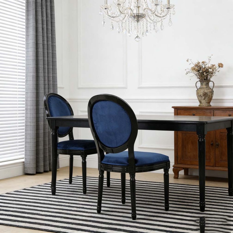 Ensemble de chaises de salle à manger, Marine, Noir