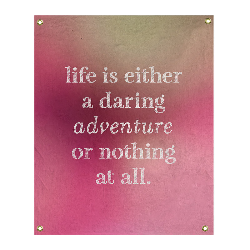 Tapisserie en polyester "life quote" adventure, H 80 po x l 59 po, Lueur rose