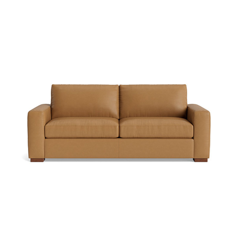 Couch Potato Leather Sofa (85"), Leather - Butterscotch