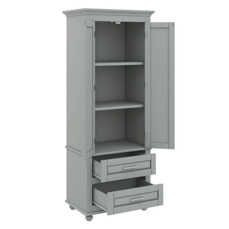 Grande armoire de rangement avec deux tiroirs pratiques, Gris