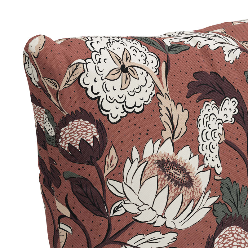 Housse de coussin en coton Arkins, 22 po x 22 po, Housse, Rose vieilli à motif floral Dottie OGA