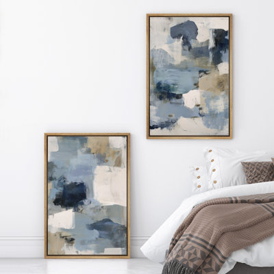«Soft Soft», ensemble de 2 reproductions abstraites sur toile encadrées, art mural