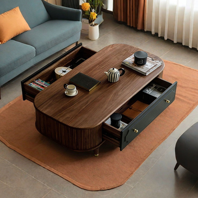 Table basse noire en noyer, H 15,74 po x L 47,24 po x l 23,62 po