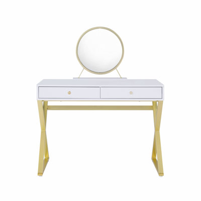 Bureau de coiffeuse avec miroir et plateau à bijoux