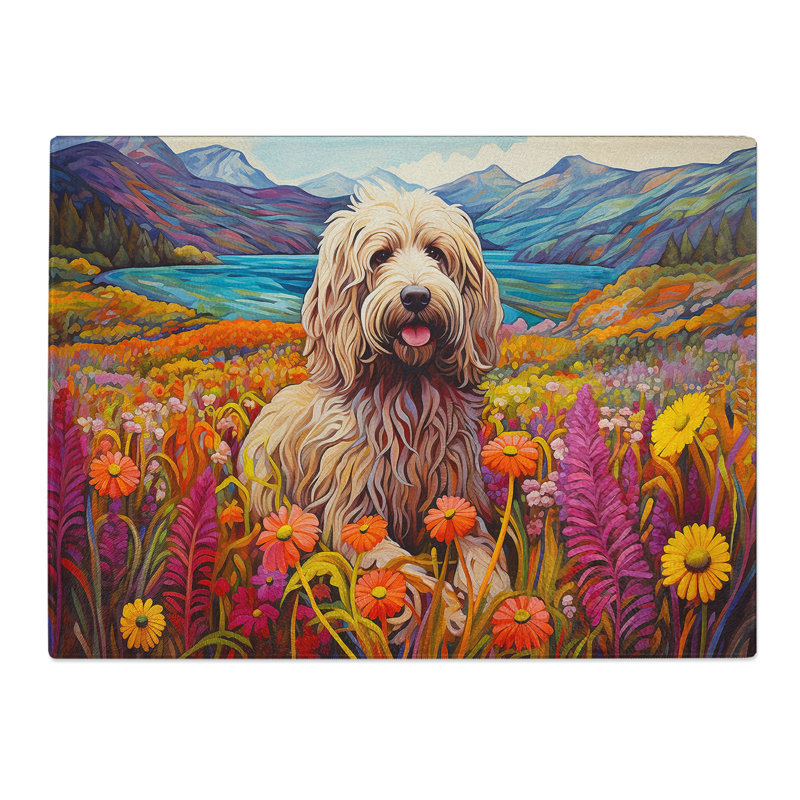Labradoodle Colour Field  Glass Chopping Board