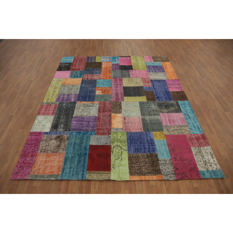 Geometric Patchwork Distressed Area Rug 8x10