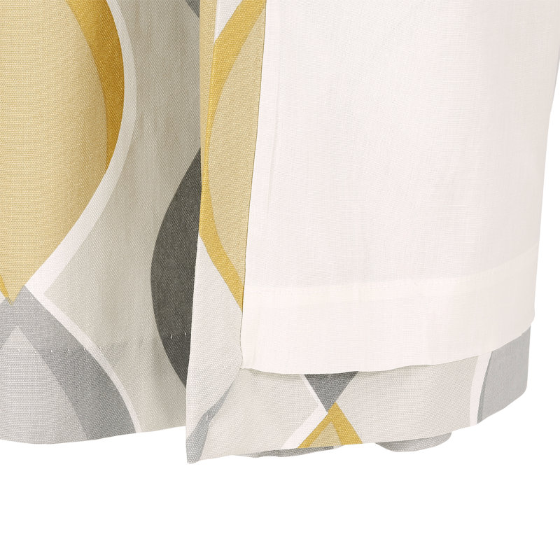 100% Cotton Ready Made Eyelet Curtain, Width 117 x Drop 137 cm, Grey/Yellow