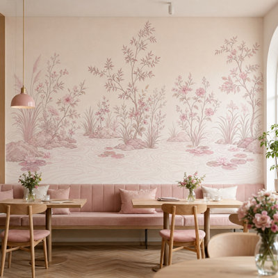 Papier peint floral paysage lotus Lotus