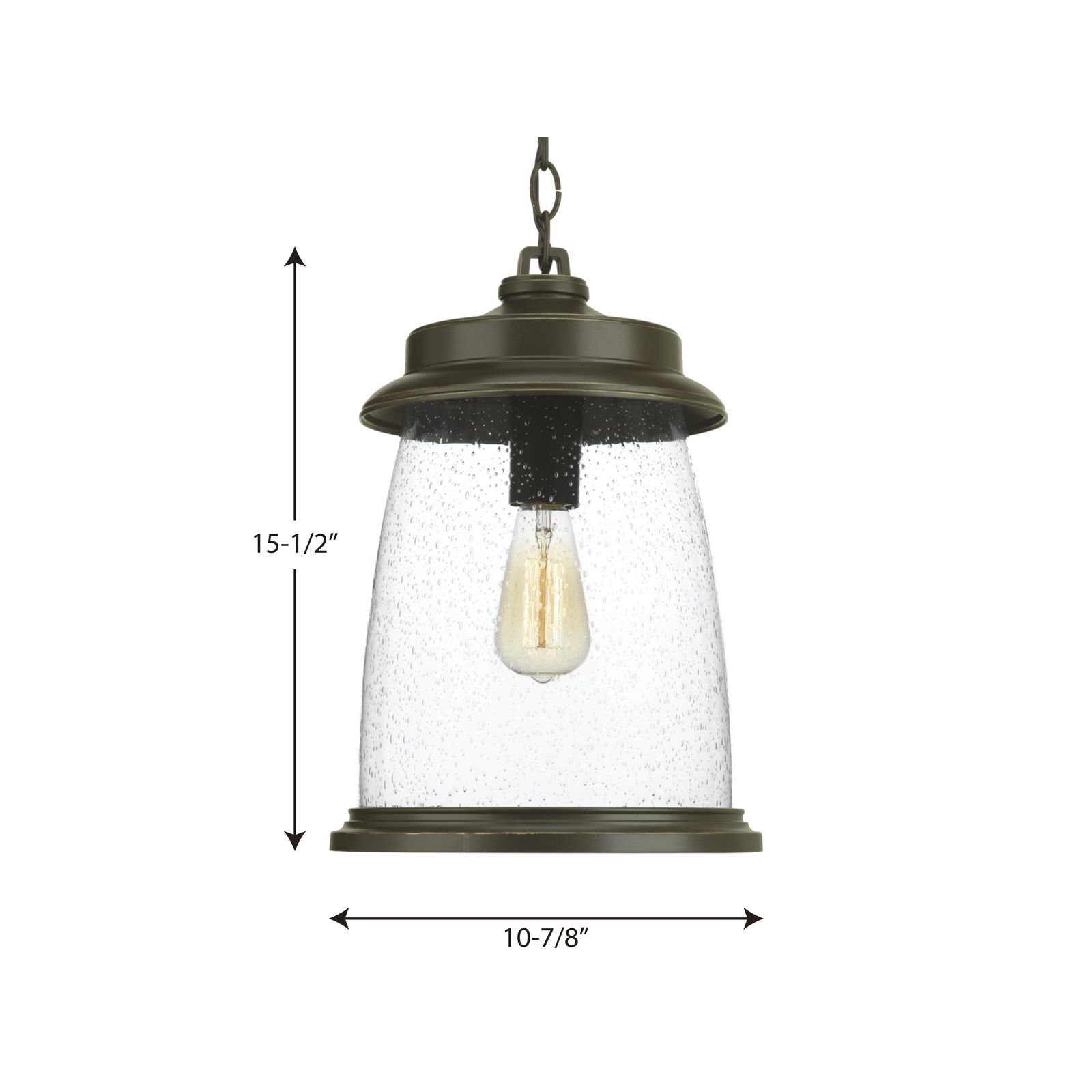 Seeded Outdoor Hanging Lantern, Antique Bronze