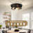 2-Pack 12.6" 3-Light Black Industrial Flush Mount Ceiling Light, Farmhouse Cage Fixture for Kitchen, Hallway & Entryway