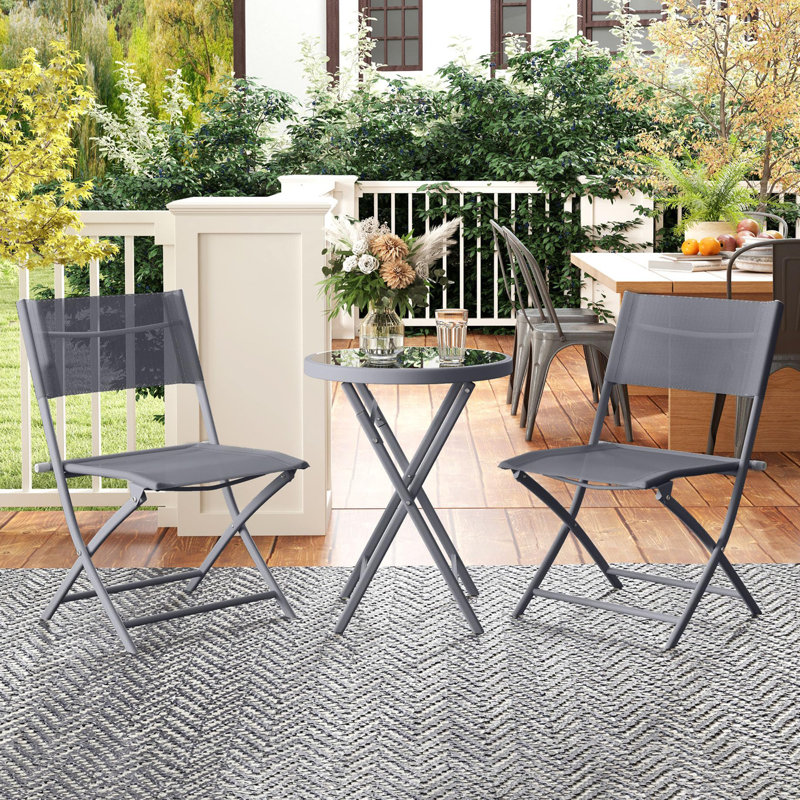 Round 3 - Piece 2 - Person 50Cm L Outdoor Table Set, Grey