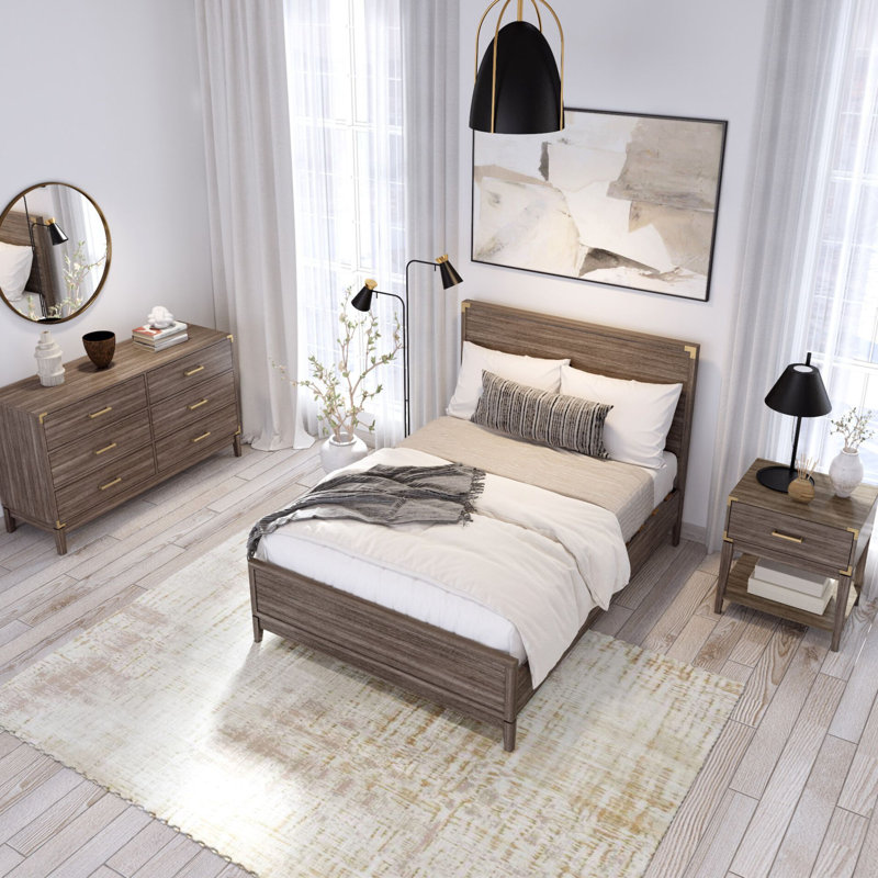 Lit en bois massif Aydin, Argile