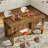 59-Inch Home Bar Table Unit, 3-Tier Counter Height Pub Table with Storage Shelves-1283913458