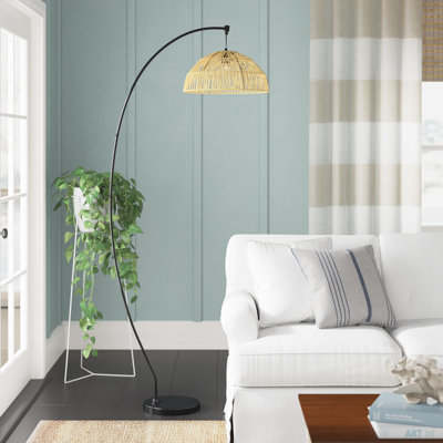 Derwent 77" H Arched Rattan Floor Lamp