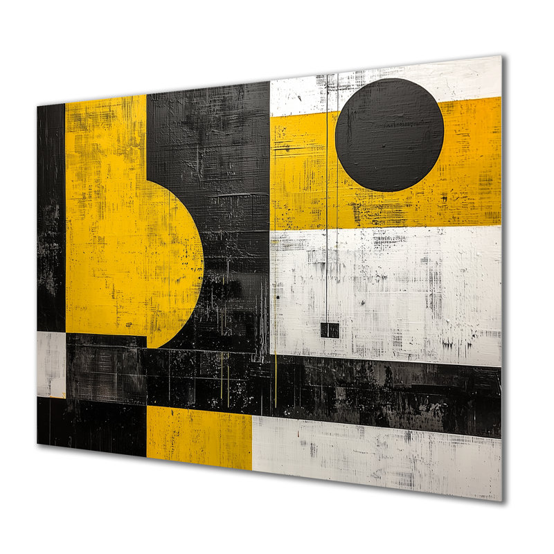 «Geometric Pulse Cubism I», art mural abstrait en métal, impression géométrique, H 34 po x l 44 po x P 0,84 po