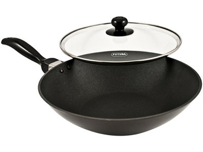 Futura Hard-Anodized Aluminum Wok with Lid