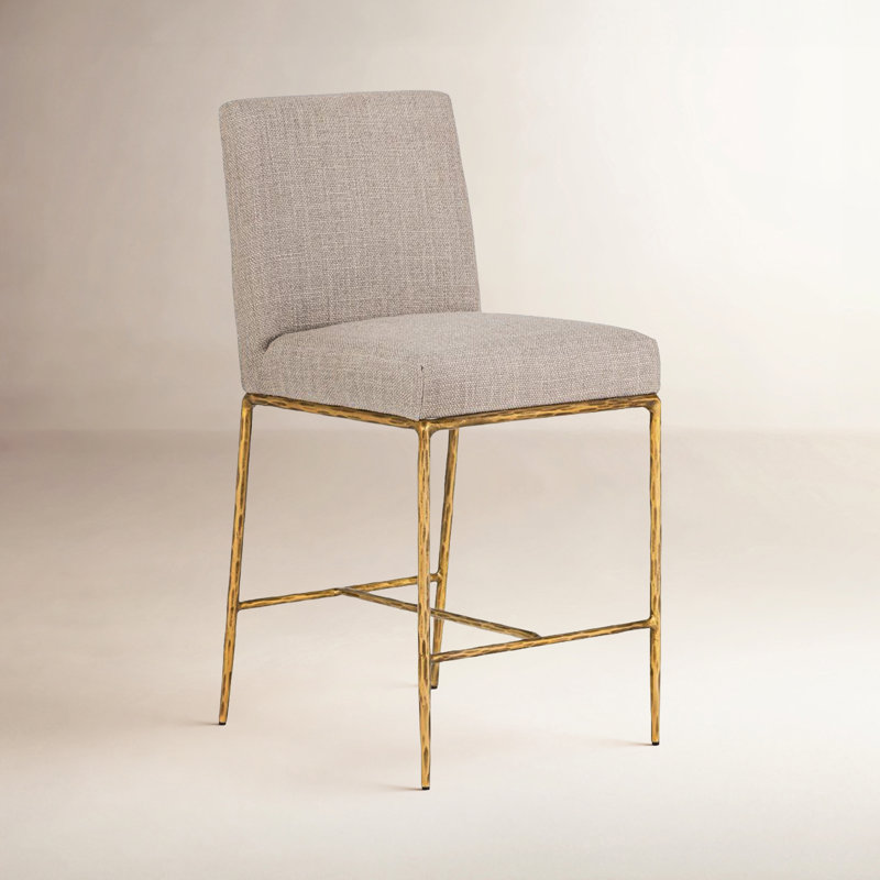 Northbrook Upholstered Counter Stool with Metal Frame, Beige