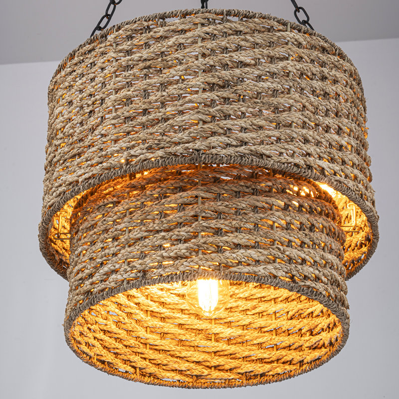 Lustre en rotin noir mat à 4 lumières Cleste 