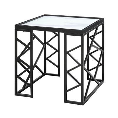 Living Room 3pc Tables With Metal Base And Tempered Glass Tops Modern Coffee End Black