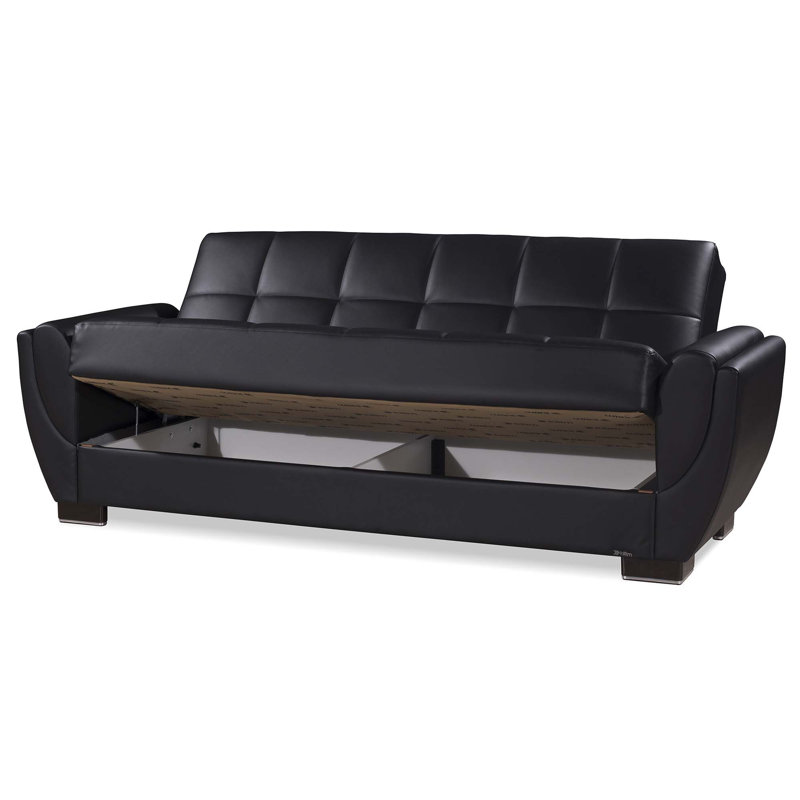 Causeuse convertible avec rangement Primenest Nimbusflow, Noir, noir, noir, noir, H 37,8 po x l 92,9 po x P 36,2 po
