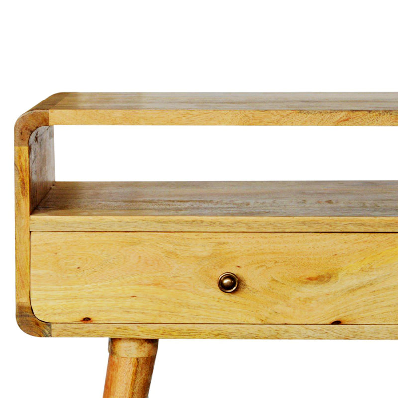 High Quality Material Wood Curved Console Table With Strong Legs, Tan